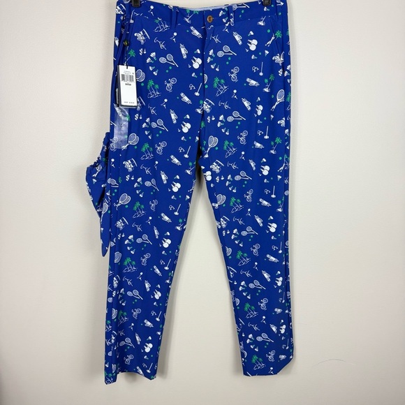 Ralph Lauren Polo Golf Pants Mens 30x30 Tailored Fit Print Stretch Blue White - Picture 1 of 10